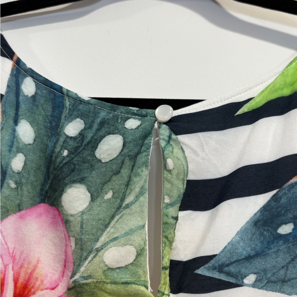 Cartise 16 Tropical Floral Midi Dress Bright Hibiscus Print Sleeveless Summer - Picture 8 of 15